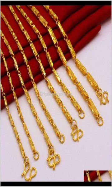 pendant necklaces pendants fashionable sand bamboo mens brass gold plated cylindrical necklace womens long lasting jewel1791602, Silver